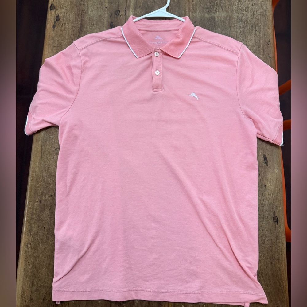 Tommy Bahama Pink Polo Shirt with Classic Collar size Large
